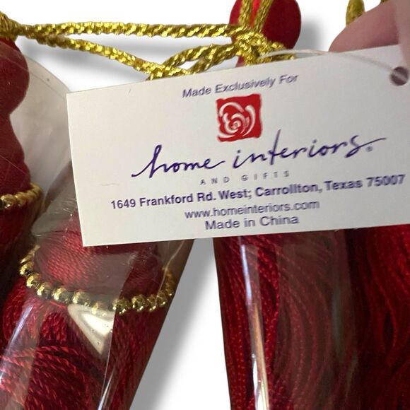 Home Interiors 7” Long Red Tassels w/ Gold  Christmas Decor Set Of 12 Total Tree - Picture 6 of 7